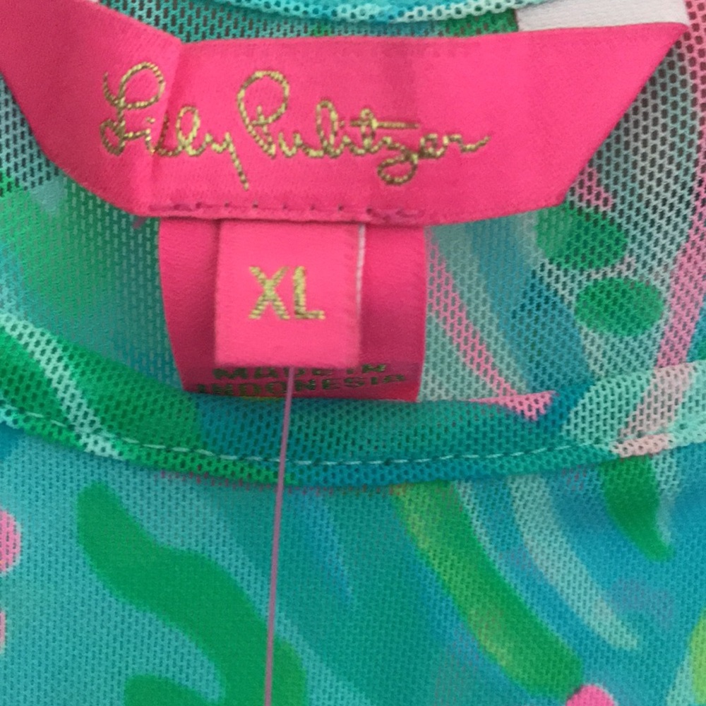 NWT Lilly Pulitzer XL Camellia Coverup in Aqua blue vista - Picture 6 of 10